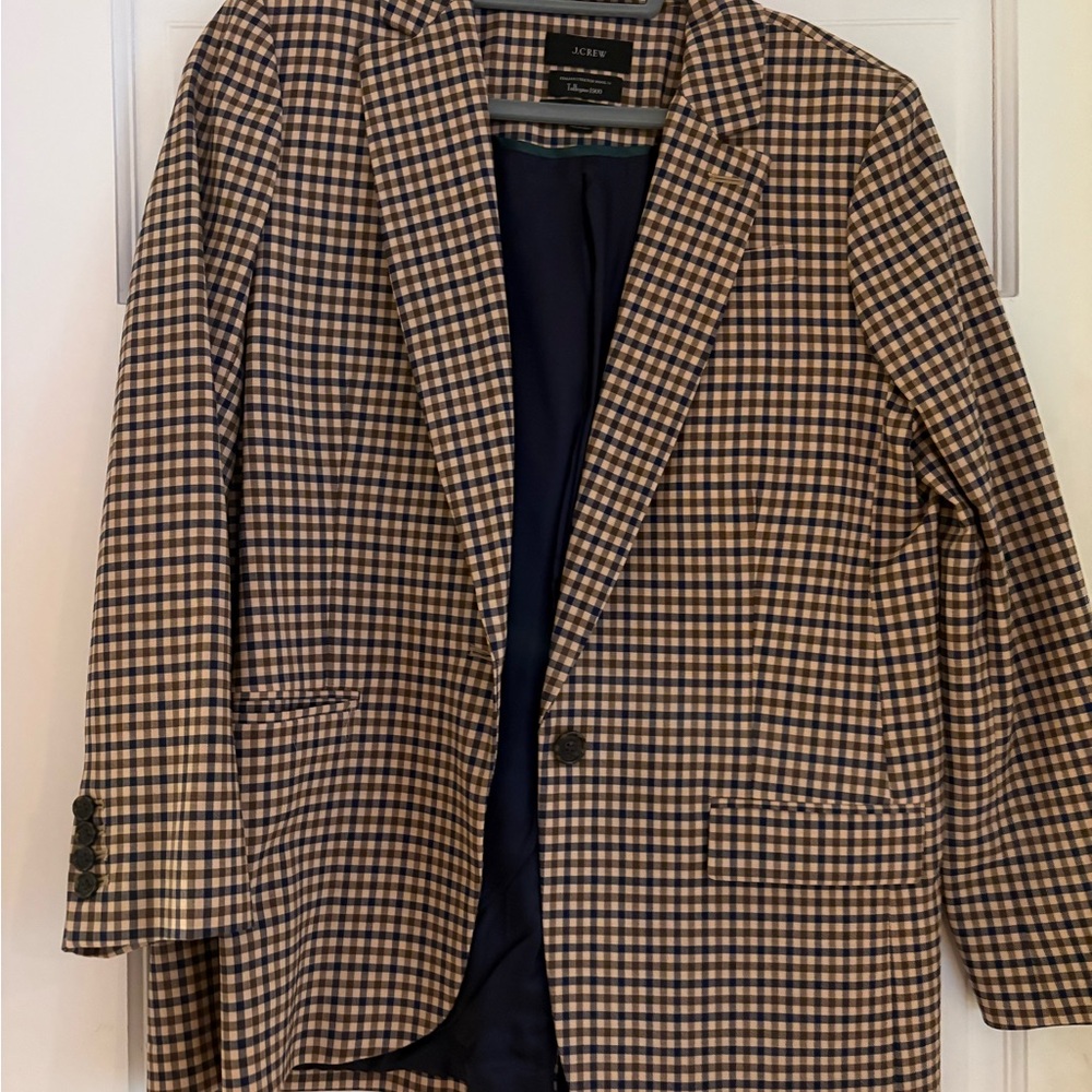 J. Crew  Navy and Tan Gingham Blazer